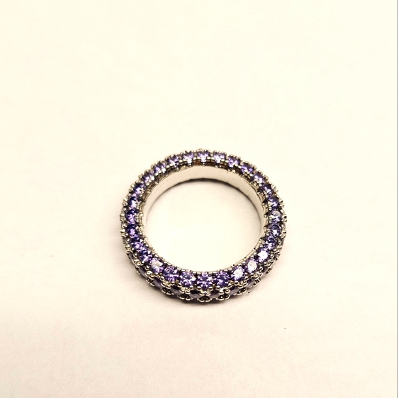 Purple Paved Silvertone Ring - Picture 5 of 6